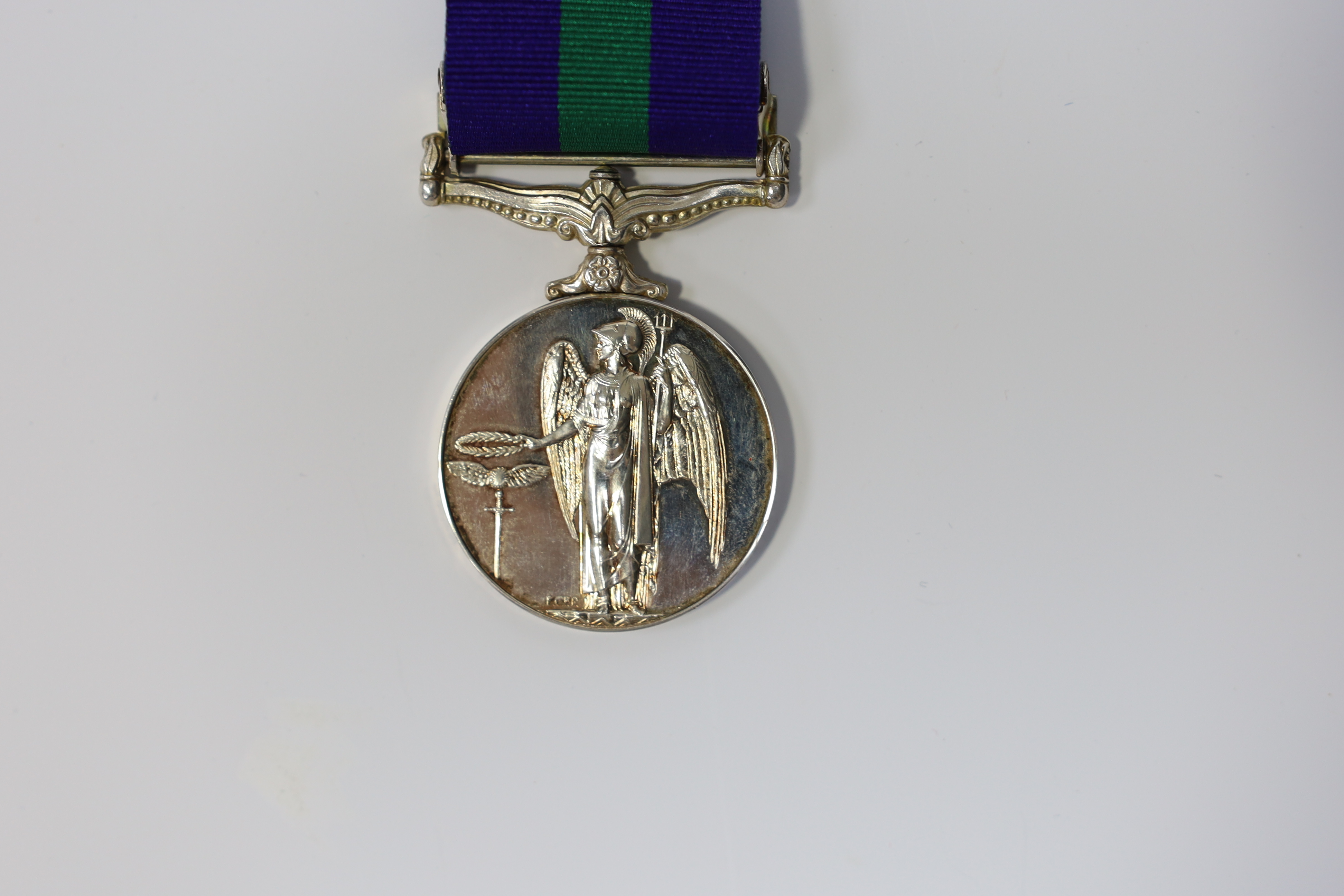 An ERII General Service Medal with Canal Zone bar awarded to Pte. J. Sanderson RAMC, in original issue box. Condition - fair to good